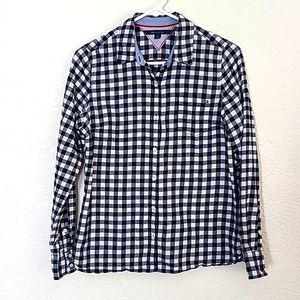 Tommy Hilfiger navy and white flannel shirt, size M, EUC